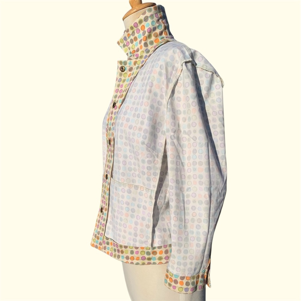 Sigrid Olsen Sport Multi-Colored Polka Dot Button Front Retro Jacket ~ Medium - Picture 10 of 13
